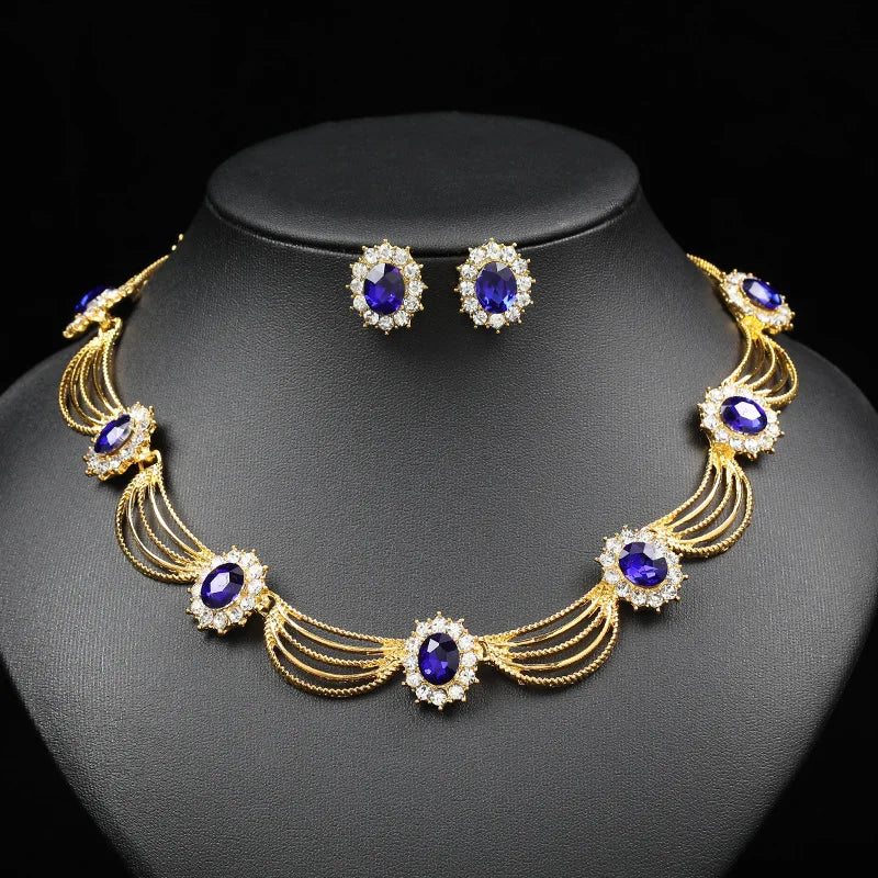 Vintage Bridal Jewelry Set: Zircon Necklace & Earrings