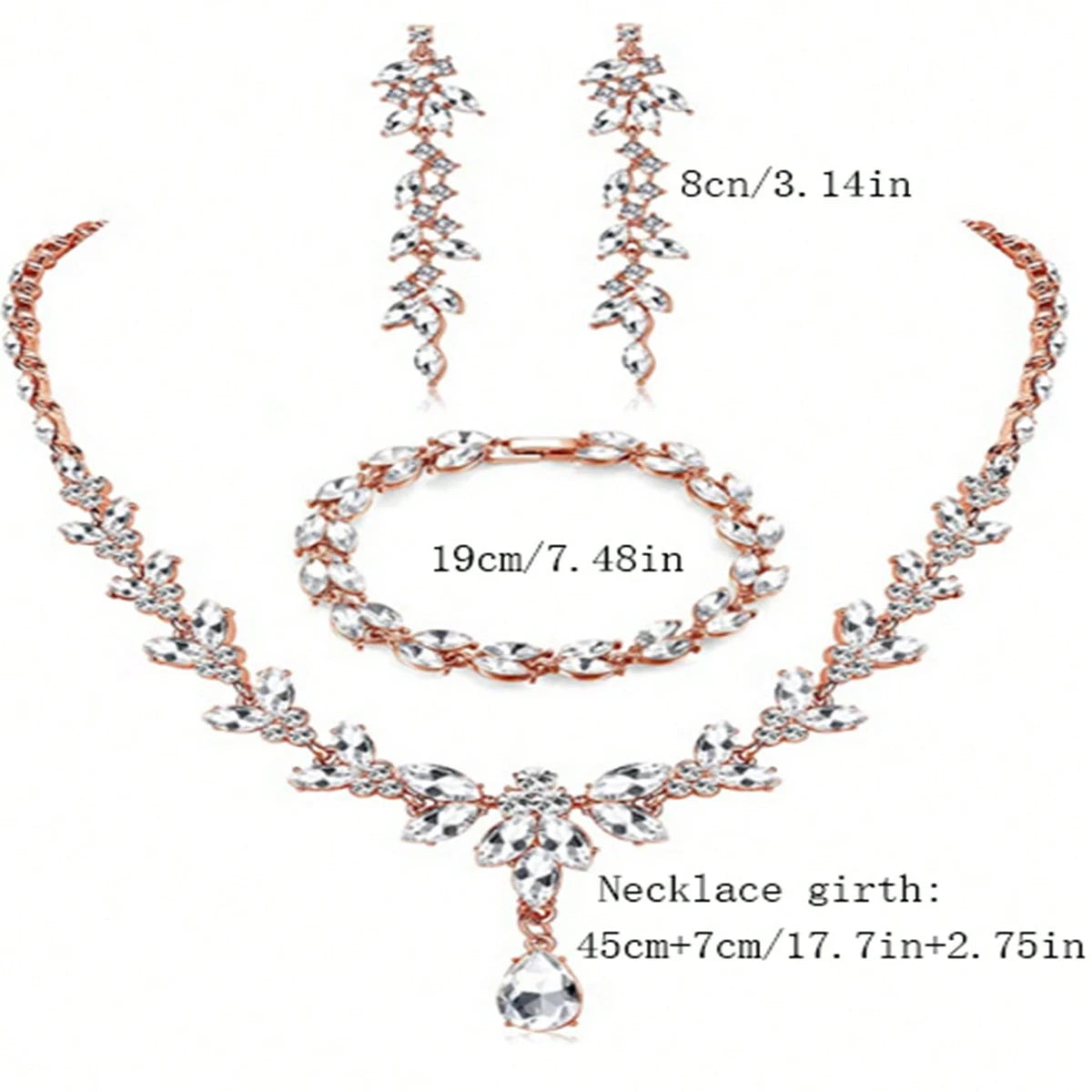 Luxury Vintage Zircon Jewelry Set for Weddings