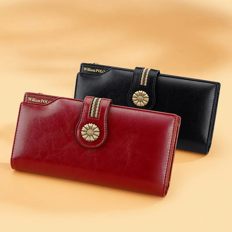 Tri-fold PU Leather Ladies Wallet Large Capacity