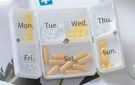 Portable 7-Grid Pill Organizer Box
