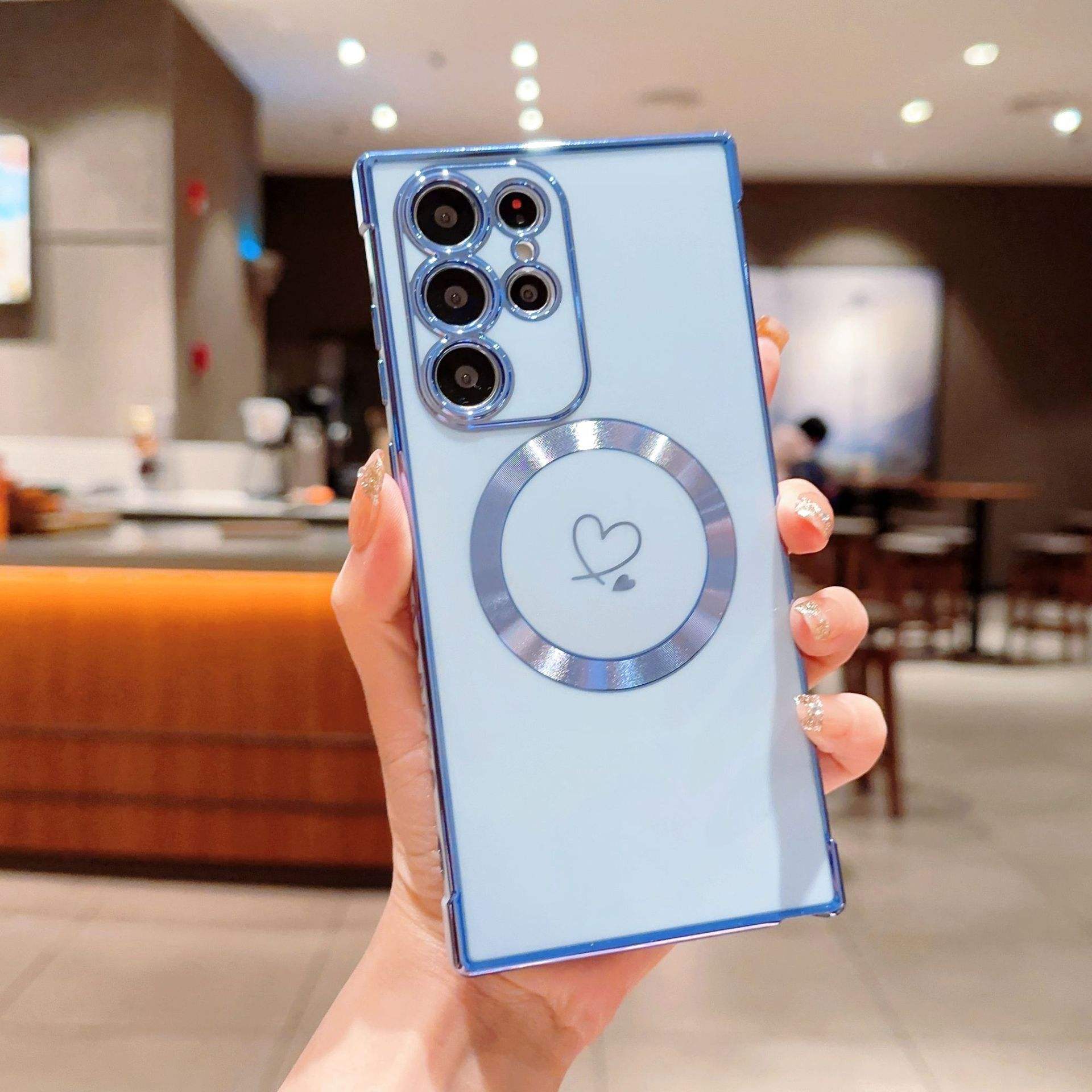 Cute Love Heart Magnetic Charging Case – Soft Silicone Shockproof Cover