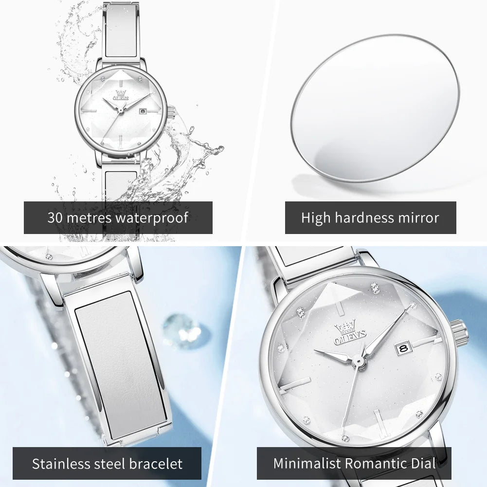OLEVS Luxury Ladies Diamond Stainless Steel Watch