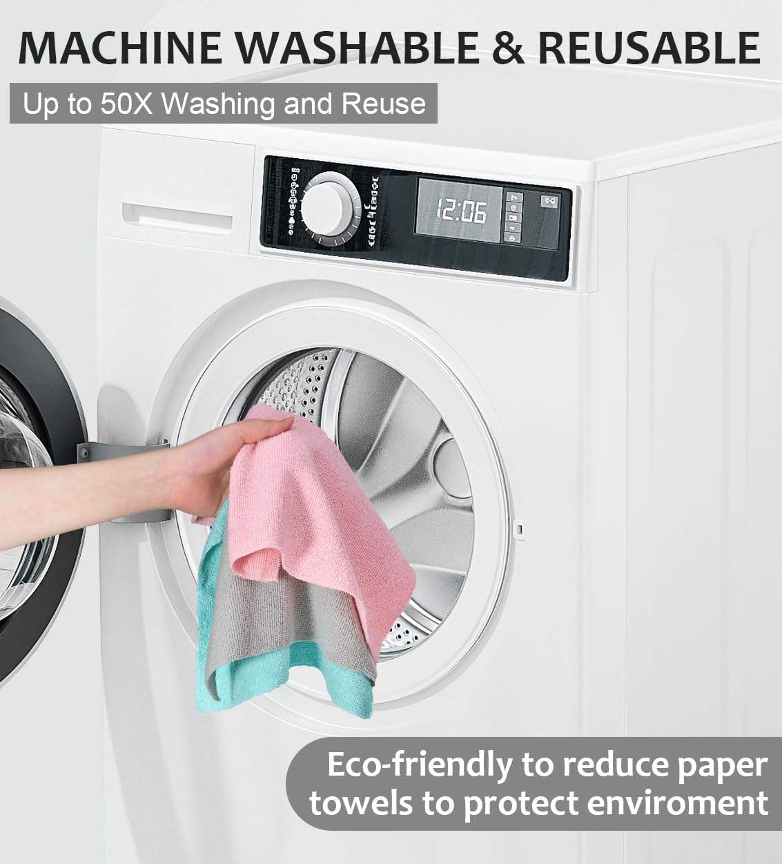 Washable Reusable Microfiber Towel Roll – 25×25cm Tear-Away Cleaning Cloth for Home & Car