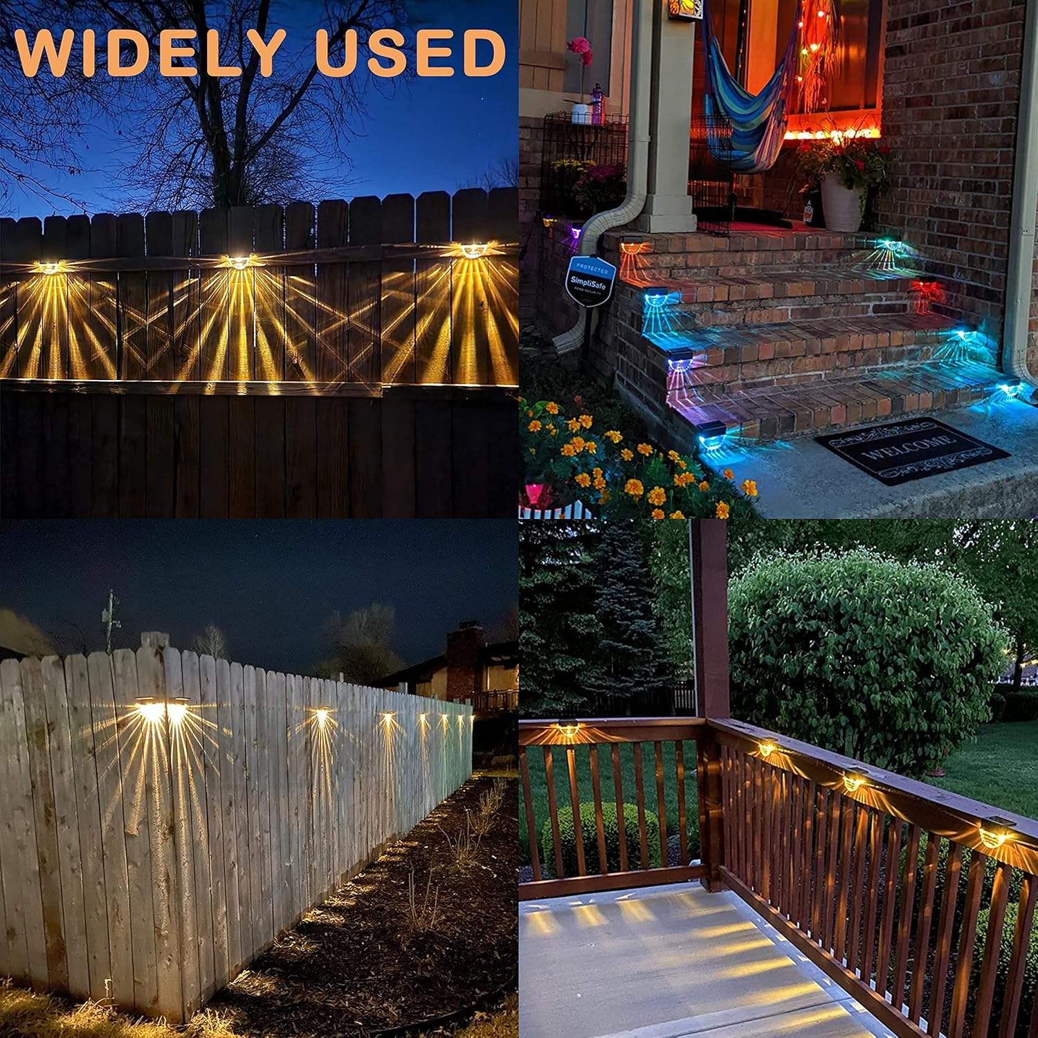 Raybwin IP65 LED Solar Deck Lights, Small Warm White Outdoor Lighting for Garden, Patio & Stairs