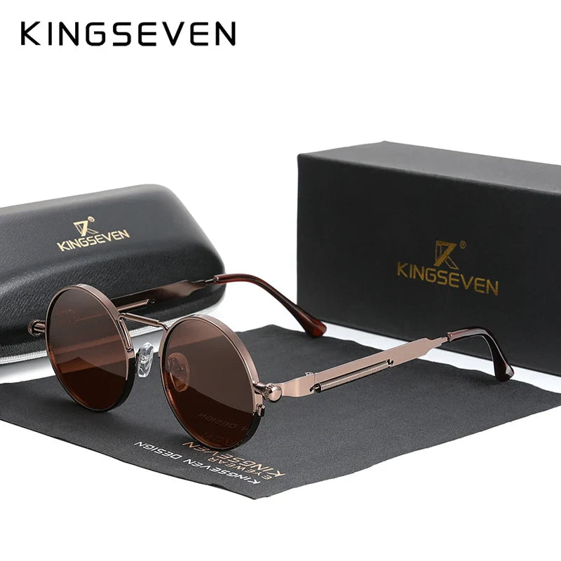 KINGSEVEN Men's Steampunk Polarized Sunglasses Vintage Designer 7579