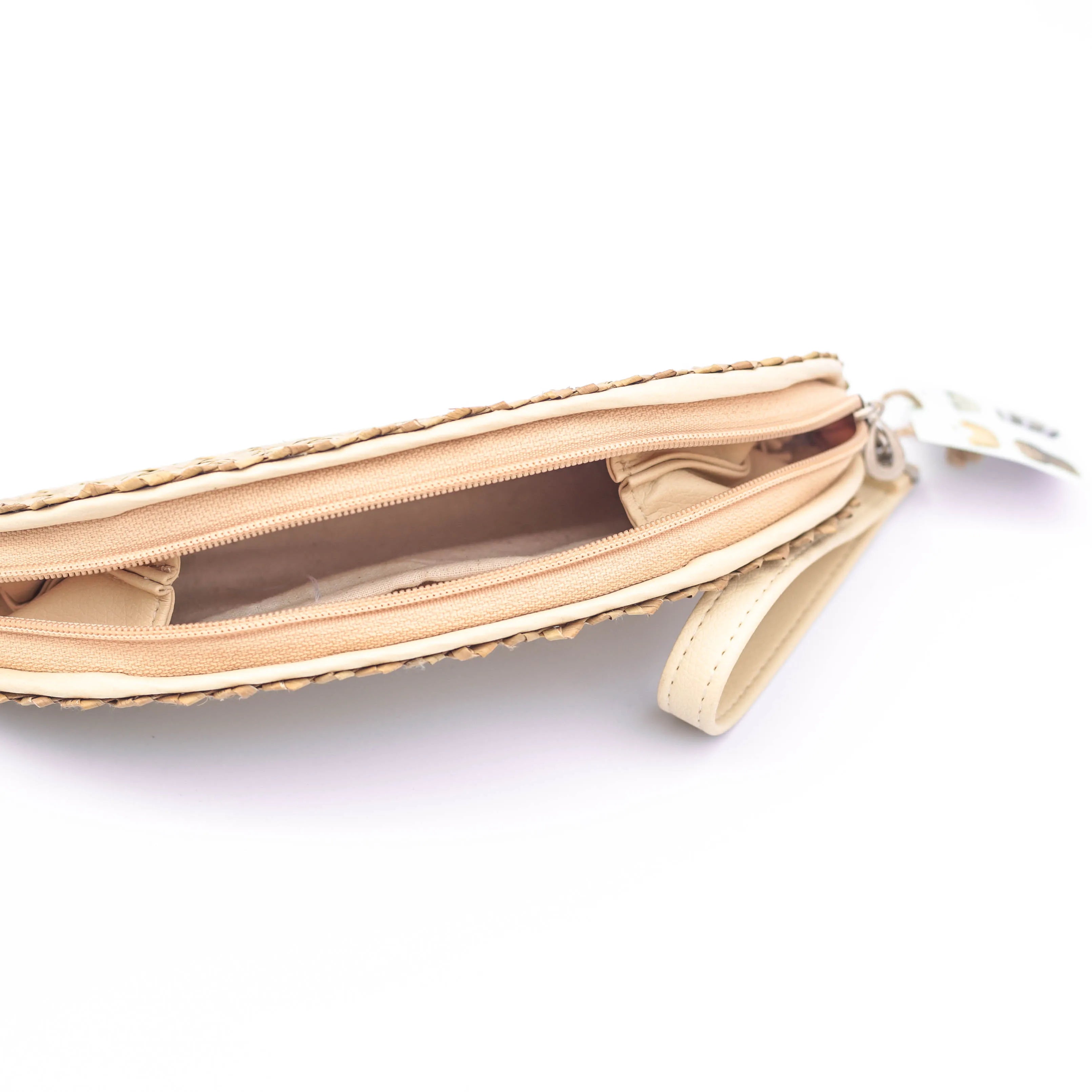 Vintage Half-Moon Straw Handbag with Leather Strap