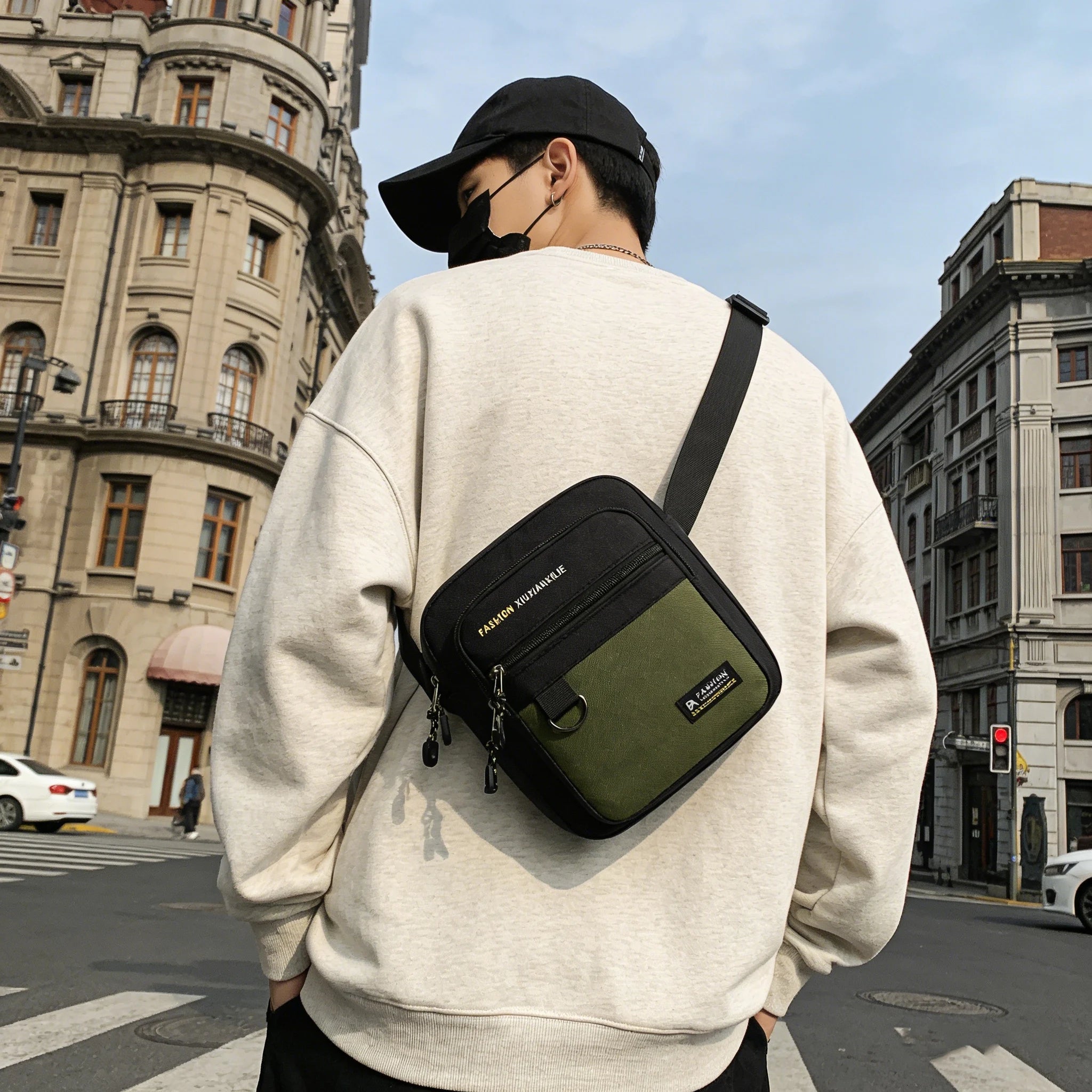 Men's Minimalist Chest Waterproof Outdoor Backpack Geometric Bag