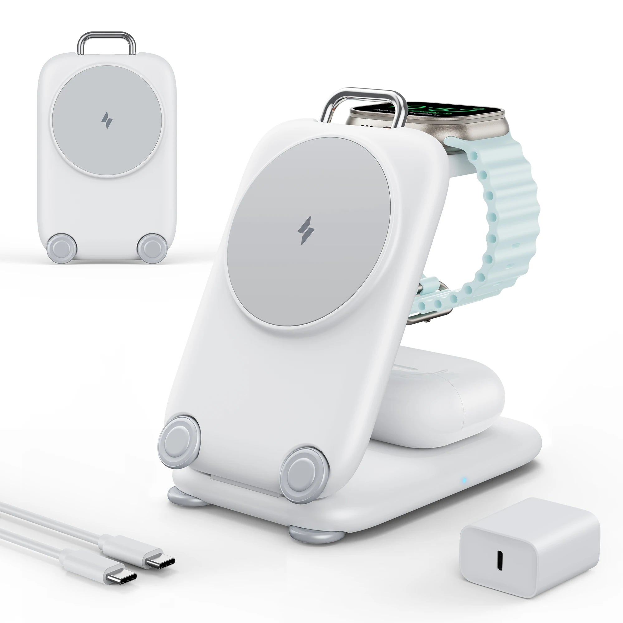 PaktVault 2025 Portable MagSafe Charging Stand – 3-in-1 Fast Wireless Charger