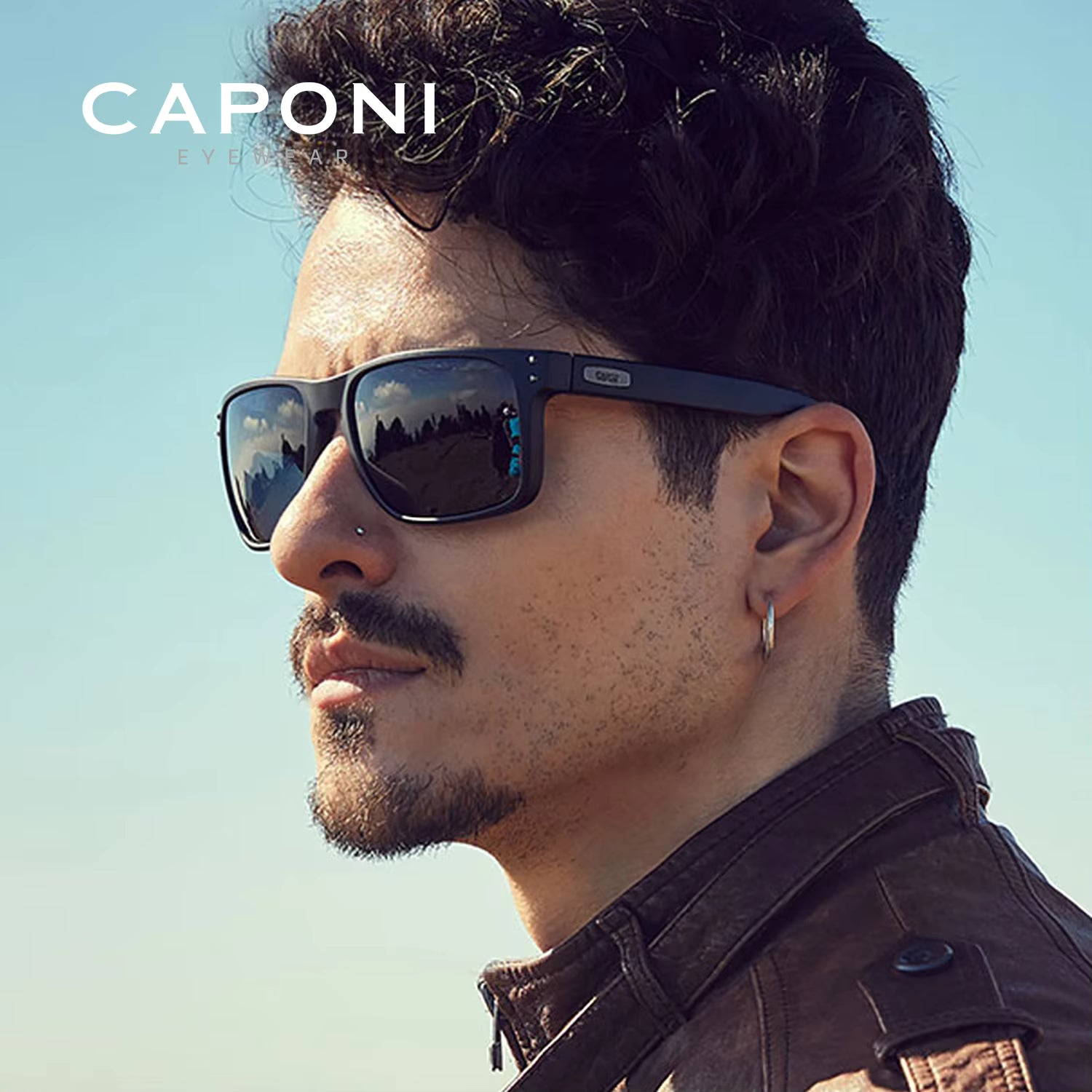 CAPONI PolarVision Sunglasses – Photochromic Square TR Frame Driving Shades