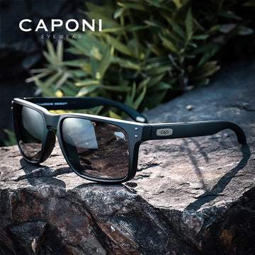 CAPONI PolarVision Sunglasses – Photochromic Square TR Frame Driving Shades
