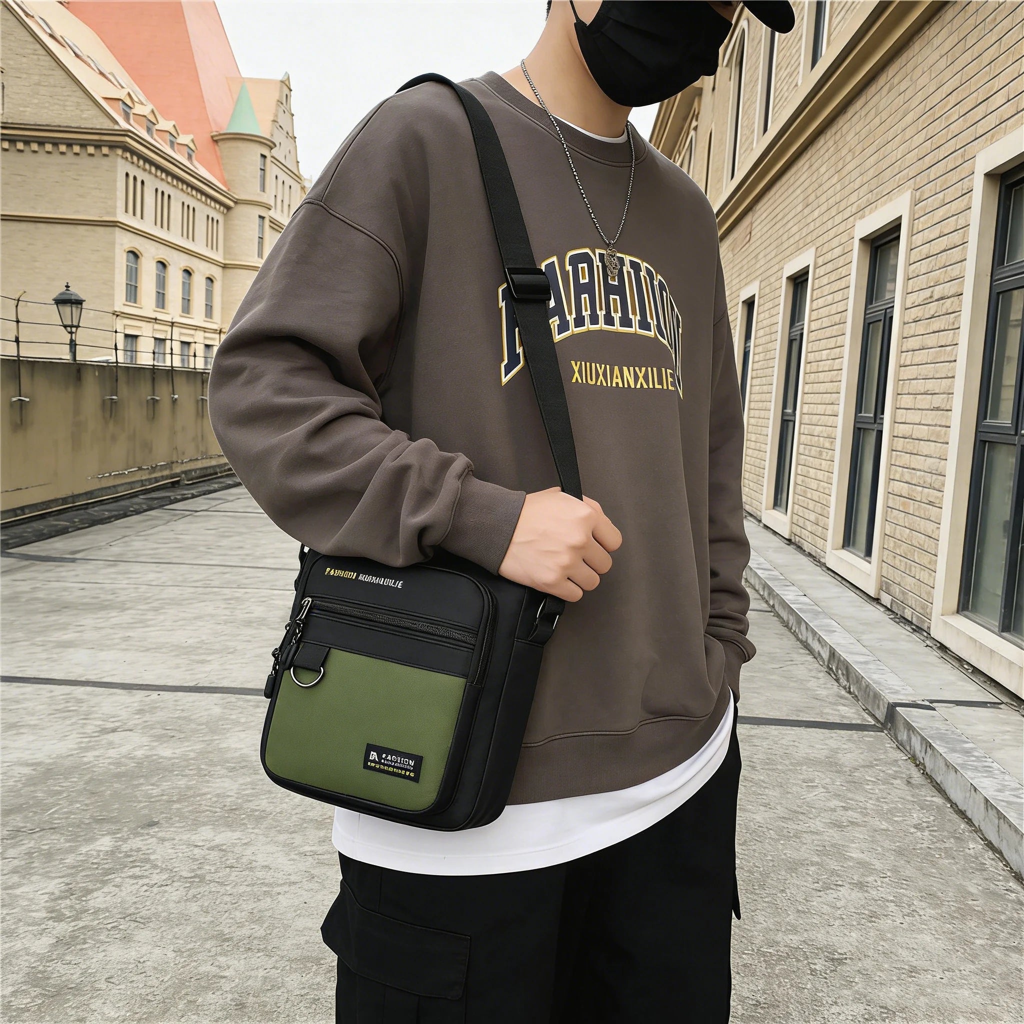Men's Minimalist Chest Waterproof Outdoor Backpack Geometric Bag