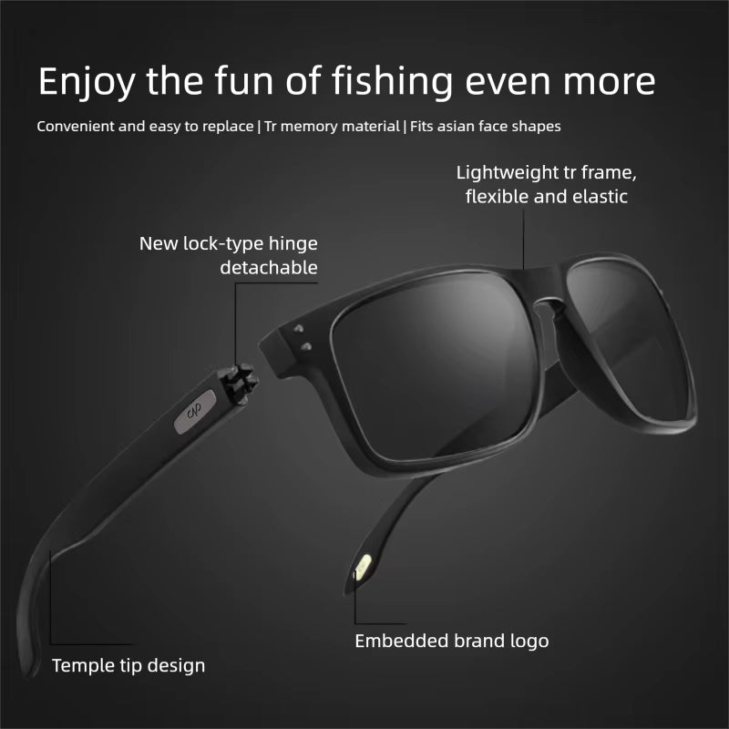 CAPONI PolarVision Sunglasses – Photochromic Square TR Frame Driving Shades