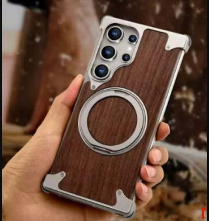 Premium Walnut Wood Metal Magnetic 360° Stand Case
