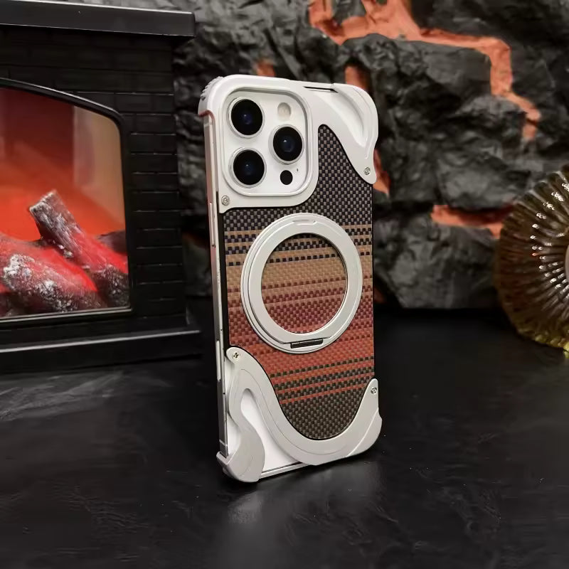 Frameless Carbon Fiber Magnetic Ring Holder Shockproof Cover