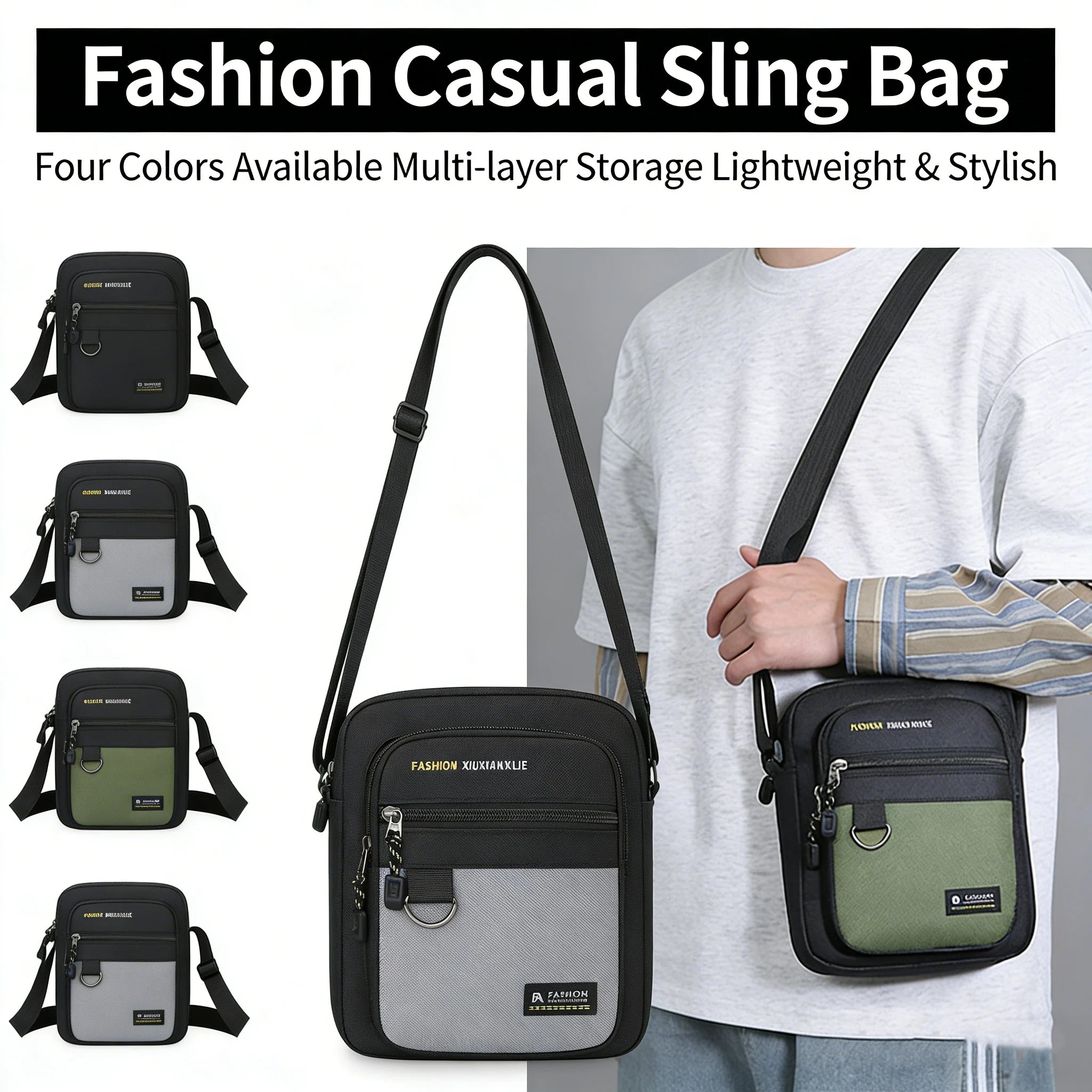 Men's Minimalist Chest Waterproof Outdoor Backpack Geometric Bag