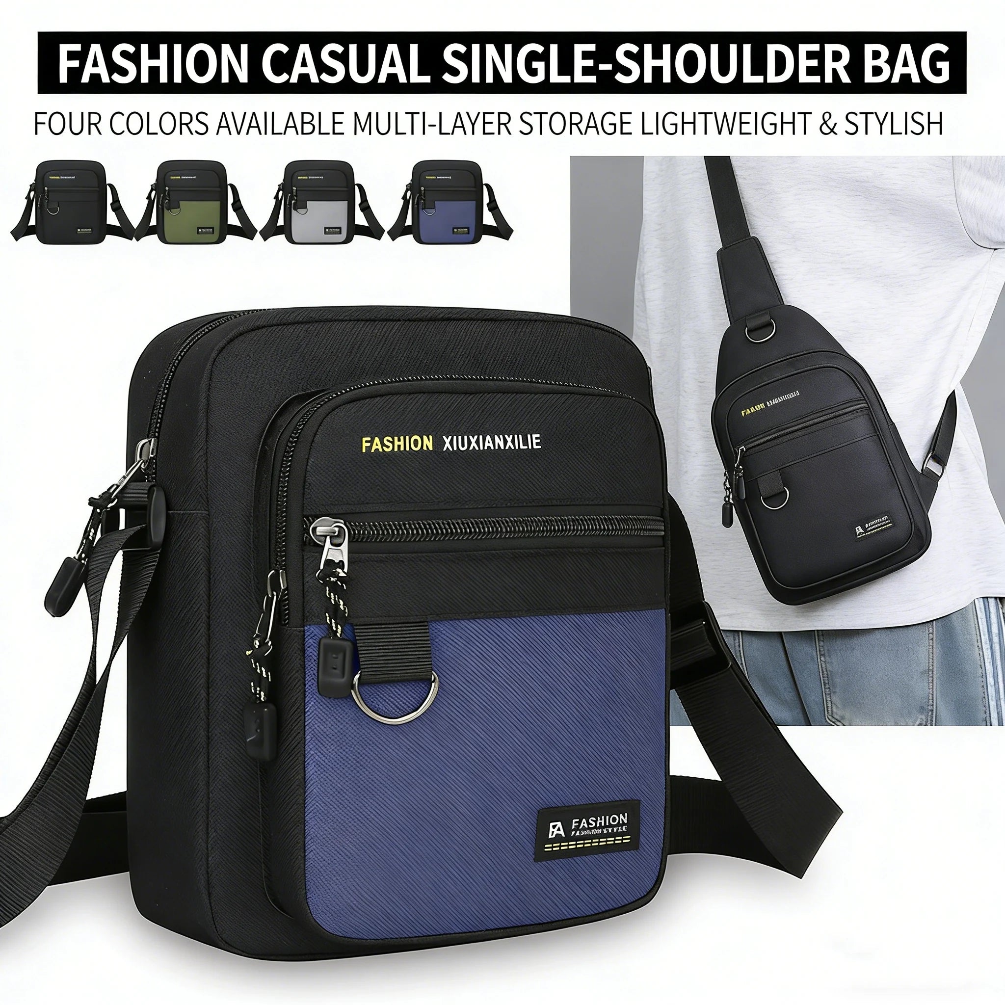 Men's Minimalist Chest Waterproof Outdoor Backpack Geometric Bag