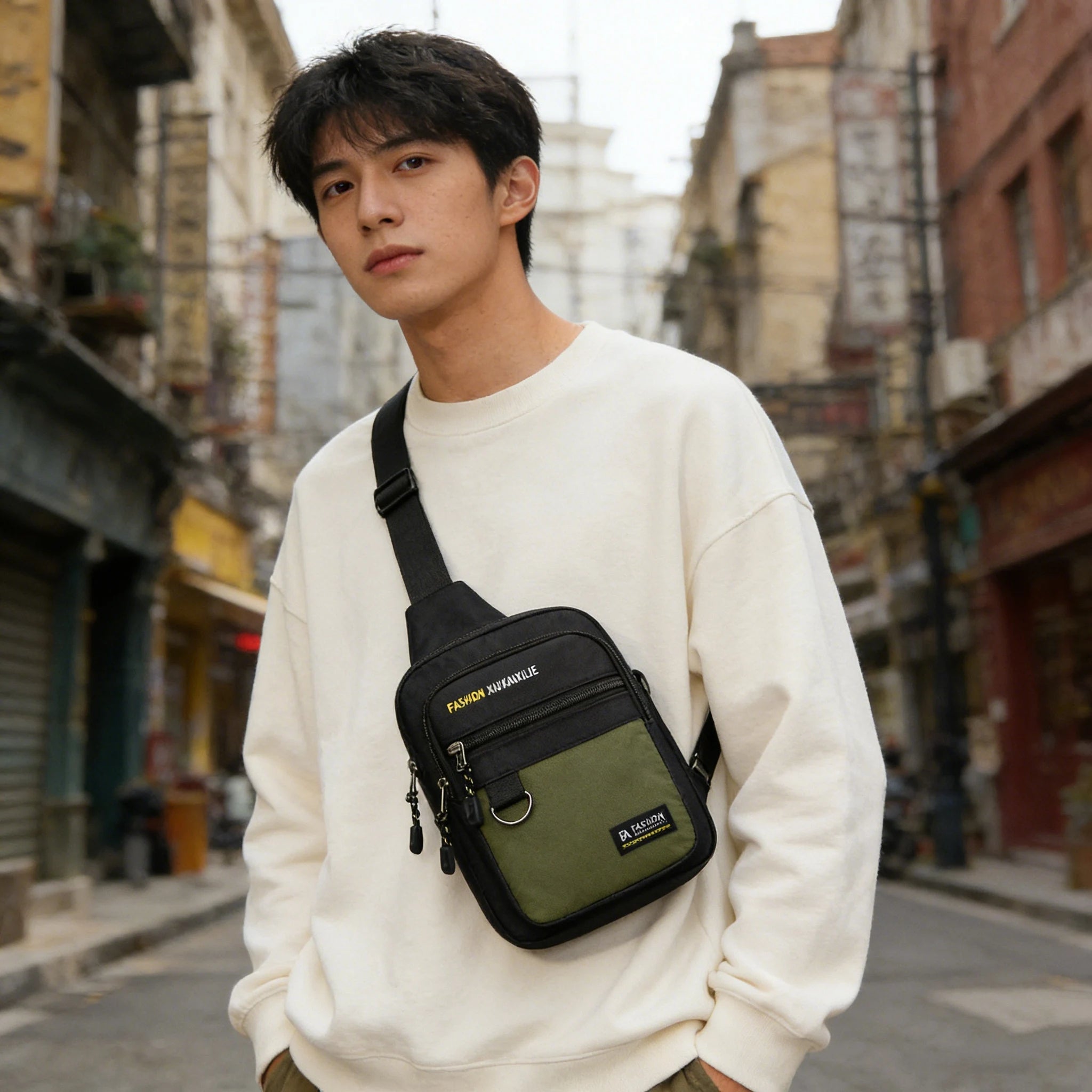 Men's Minimalist Chest Waterproof Outdoor Backpack Geometric Bag