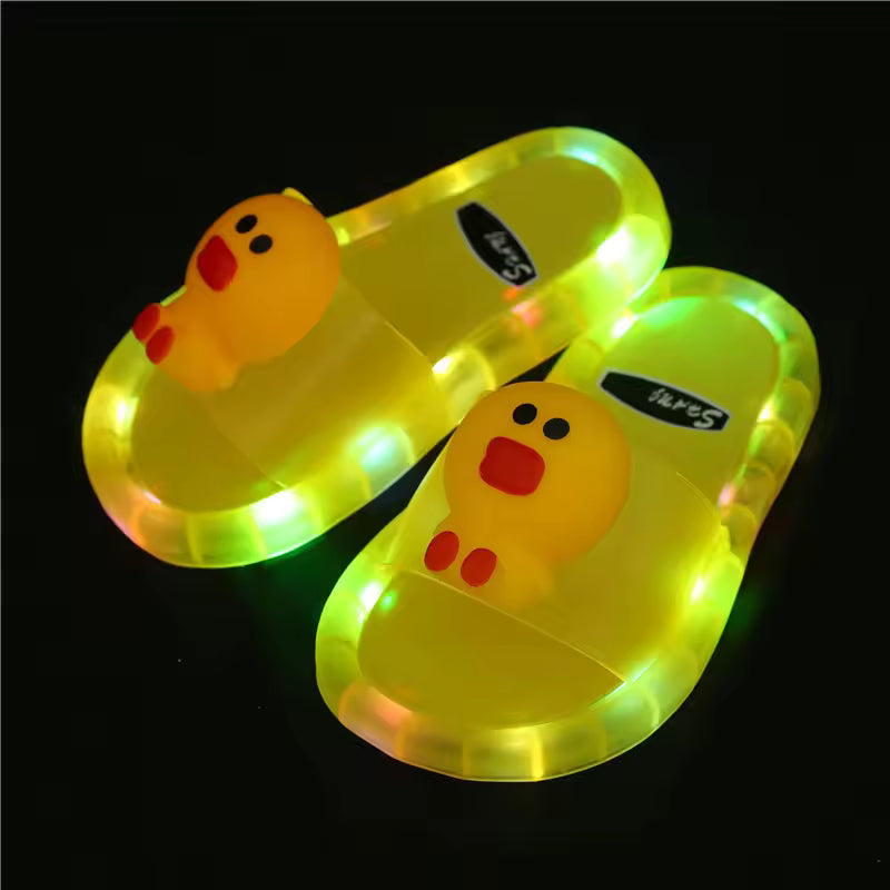 Fashionable and Trendy Children'S Sparkling Crystal Slippers With Colorful Lights