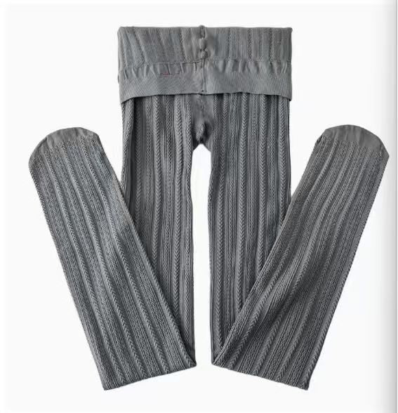 High Waist Velvet Pantyhose Leggings for Women – Striped Slim Free Size Jacquard Fashion Tights