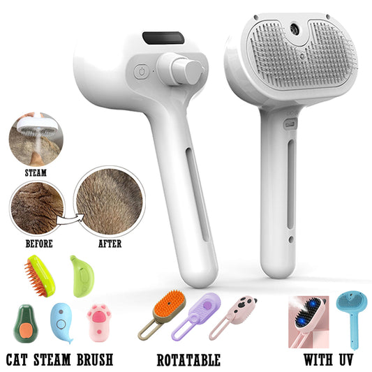 5-in-1 Pet Vaporizer Brush – Steaming Spray Comb for Cat & Dog Hair Removal