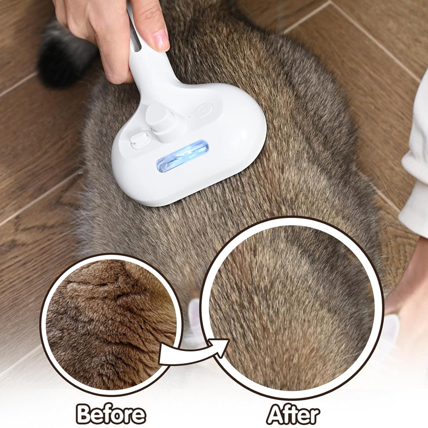 5-in-1 Pet Vaporizer Brush – Steaming Spray Comb for Cat & Dog Hair Removal
