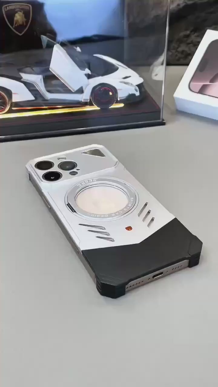 Ultra-Thin Aluminum Magnetic Case for iPhone 15/16 Pro Max – Heat Dissipation 360° Rotating Stand Metal Cover