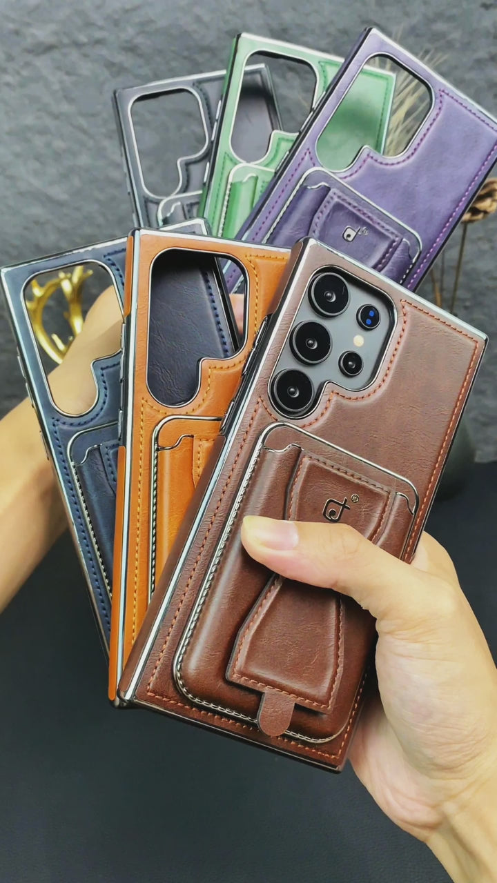 New Design 2 in 1 With Magnetic Removable Back Card Holder Stand Leather Wallet Phone Case for Samsung