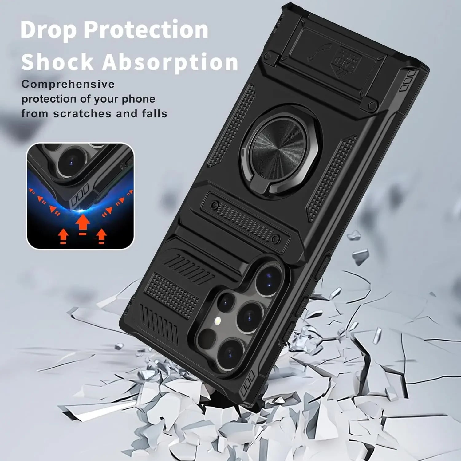 RingVault Armor Case – Shockproof Wallet Cover with Card Holder & Kickstand