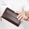 YUESKANGAROO Double Zipper Men Clutch Bag Fashion Cowhide Leather Long Purse Men's Organizer Wallet Male Casual Luxury Hand Bag