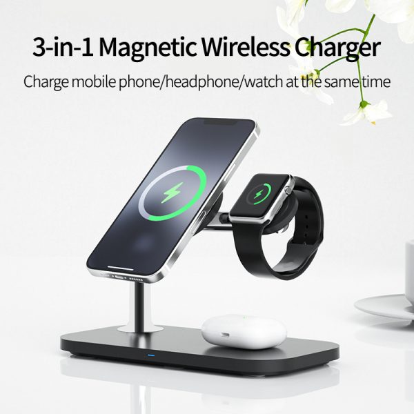 3 in 1 15w Fast Charge Wireless Charger Stand holder Wireless Charging Multifuncion Station for iPhone for iWatch for Airpods