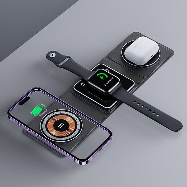 3 in 1 Universal Phone Wireless Charger Portable Fold 15w 10w 5w For Iphone Power Fast Wireless Charging