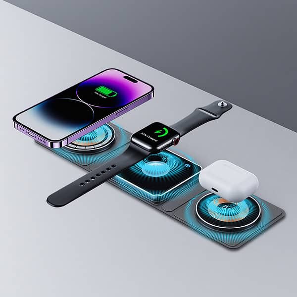 3 in 1 Universal Phone Wireless Charger Portable Fold 15w 10w 5w For Iphone Power Fast Wireless Charging