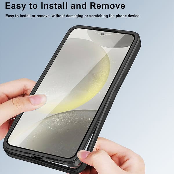 360 Degree Full Cover case For Samsung Galaxy S24 FE/A06/A16 Clear TPU+Acrylic+PET front Screen Protector Case