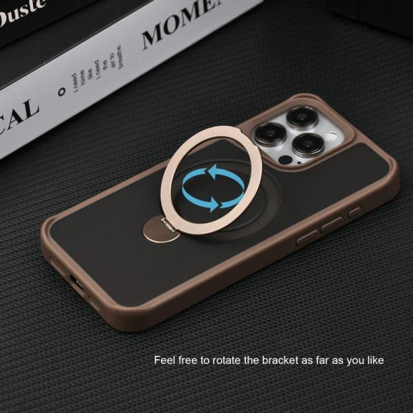 360 Degree Rotatable Invisible Magnetic Holder Hot Sale Translucent Matte Armour Phone Case For iPhone 15 16 14 13 Pro Max