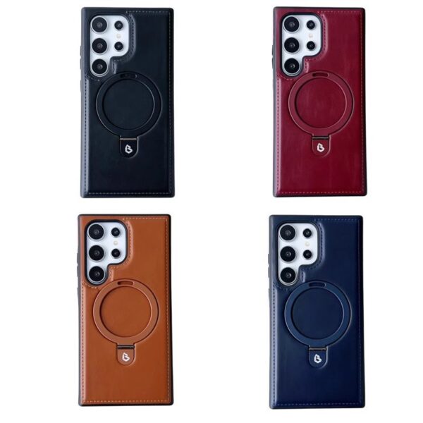 Business leather phone case For Samsung S24ultra bracket magnetic suction charging S22Plus anti-fall case S23U