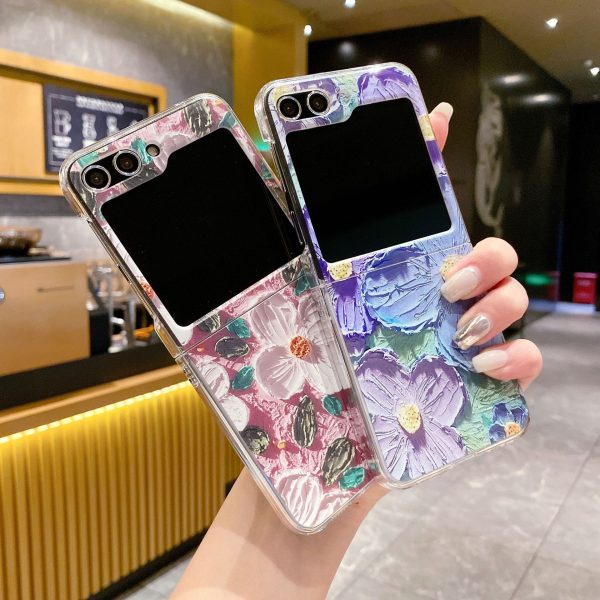 Colored Flower for Samsung Galaxy zflip 5th Generation zflip 3 4 5 6 Chain Women's Anti Drop Phone Case