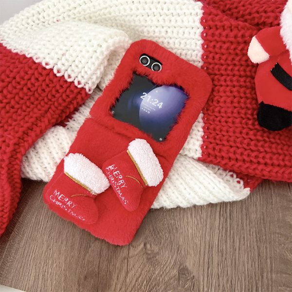 Cute Cartoon Animal Soft Plush Doll Phone Case for Samsung Galaxy Zflip 5 Shockproof Cover, Perfect Christmas Present