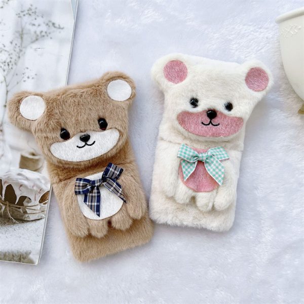 Cute Plush Phone Case For samsung zflip3 4 Autumn And Winter Shockproof Full phone Case stand holder Cover