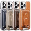 Electroplated leather pattern magnetic cardbag holder business leather phone case for iphone 11 12 13 14 15 Pro Max Cell Cover