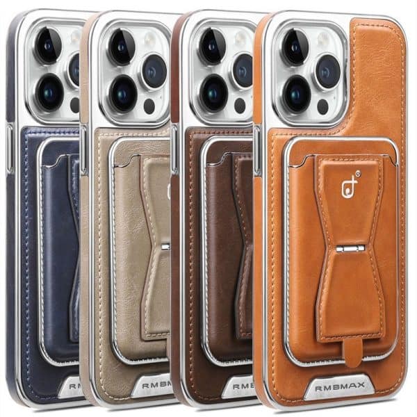 Electroplated leather pattern magnetic cardbag holder business leather phone case for iphone 11 12 13 14 15 Pro Max Cell Cover