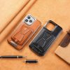 Electroplated leather pattern magnetic cardbag holder business leather phone case for iphone 11 12 13 14 15 Pro Max Cell Cover