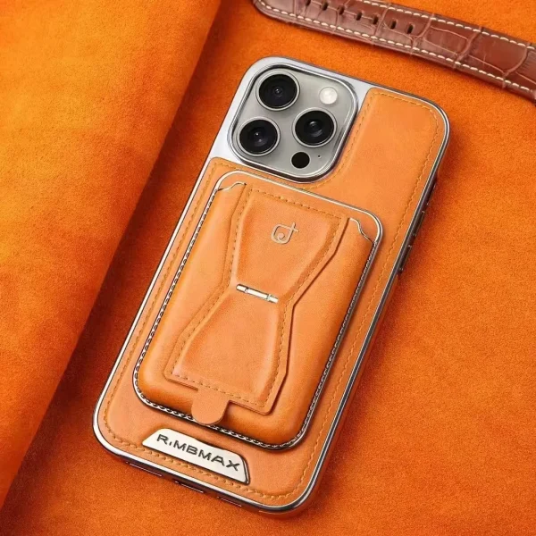 Electroplated leather pattern magnetic cardbag holder business leather phone case for iphone 11 12 13 14 15 Pro Max Cell Cover