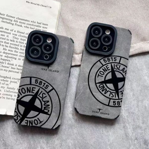 Fashion Brand Stone Leather Suede Mobile Phone Case For iPhone 15 14 13 12 11 pro max Soft Protect Back Cover Shell