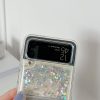 Fashion Cool Love Heart Glitter Quicksand Phone Case For Samsung Galaxy Z Flip 5 Z Flip 4 ZFlip3 Shockproof Liquid Sequins Cover