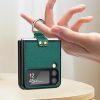 Finger Ring Holder Leather Cases Foldable Shockproof Phone Case Hard PC Protective Cover For Samsung ZFlip 4