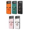 Finger Ring Holder Leather Cases Foldable Shockproof Phone Case Hard PC Protective Cover For Samsung ZFlip 4