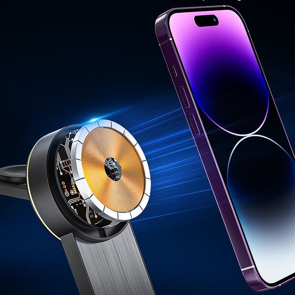 Folding Aluminum Mobile Holder Magnetic 3 in 1 Wireless Charging Fast magnetic wireless phone charger