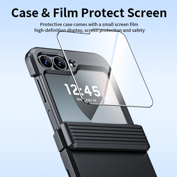 For Samsung Galaxy ZFlip 6 Phone Case Armored Hinge With Glass Anti-fall Shockproof Phone Cover For Galaxy Z Flip6