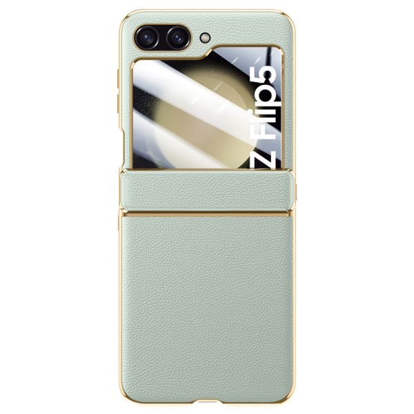 For Samsung Z Flip5 Phone Case For Samsung ZFlip4 3 Electroplated Leather Protective Case Hinge Case Film Integrated Phone Cover