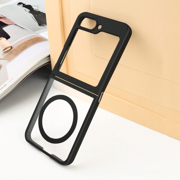 For Samsung Zflip 4 5 6 Back Covers Transparent Rubber Shockproof Magnetic Wireless Charging for Galaxy Z Flip 6 Case